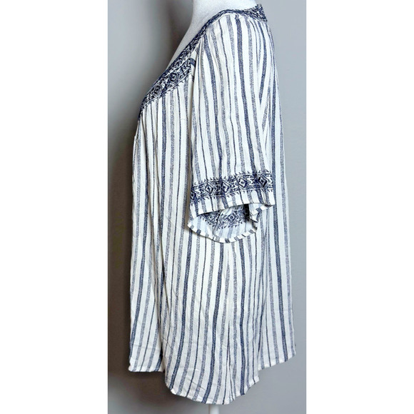 Knox Rose Womens Cream Navy Stripped Bohemian Womens Casual Oversized Top XXL - Picture 14 of 16